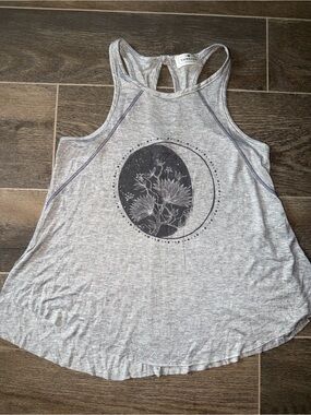 Heather Gray Floral Moon Racerback Tank Top